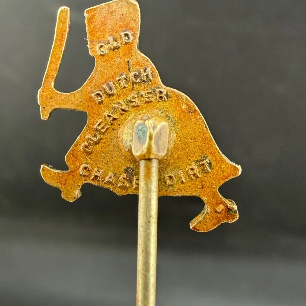 Vintage Old Dutch Cleanser Stick Pin Gold Tone Enamel Advertising Dutch Girl